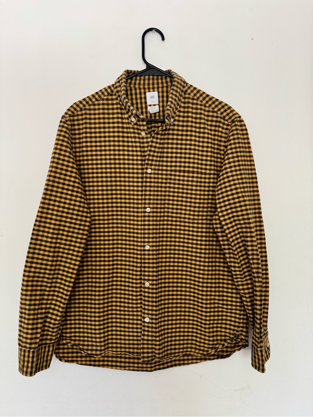 H&M Men's Mustard and Black Gingham Button-Down Shirt
